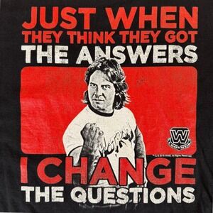 WWE Legends Rowdy Roddy Piper Graphic T-Shirt "I Change the Questions" Black 2XL